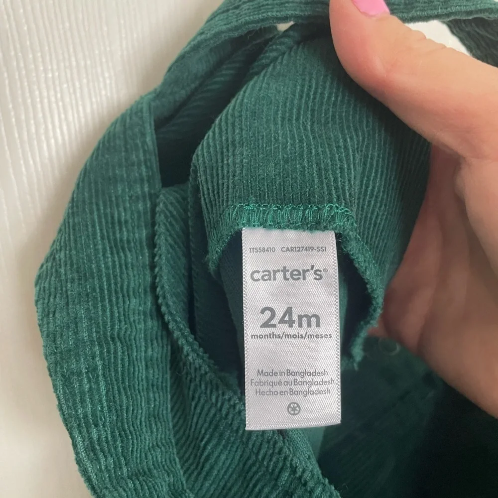 Carter's Dark Green Corduroy Overalls size 18-24 months